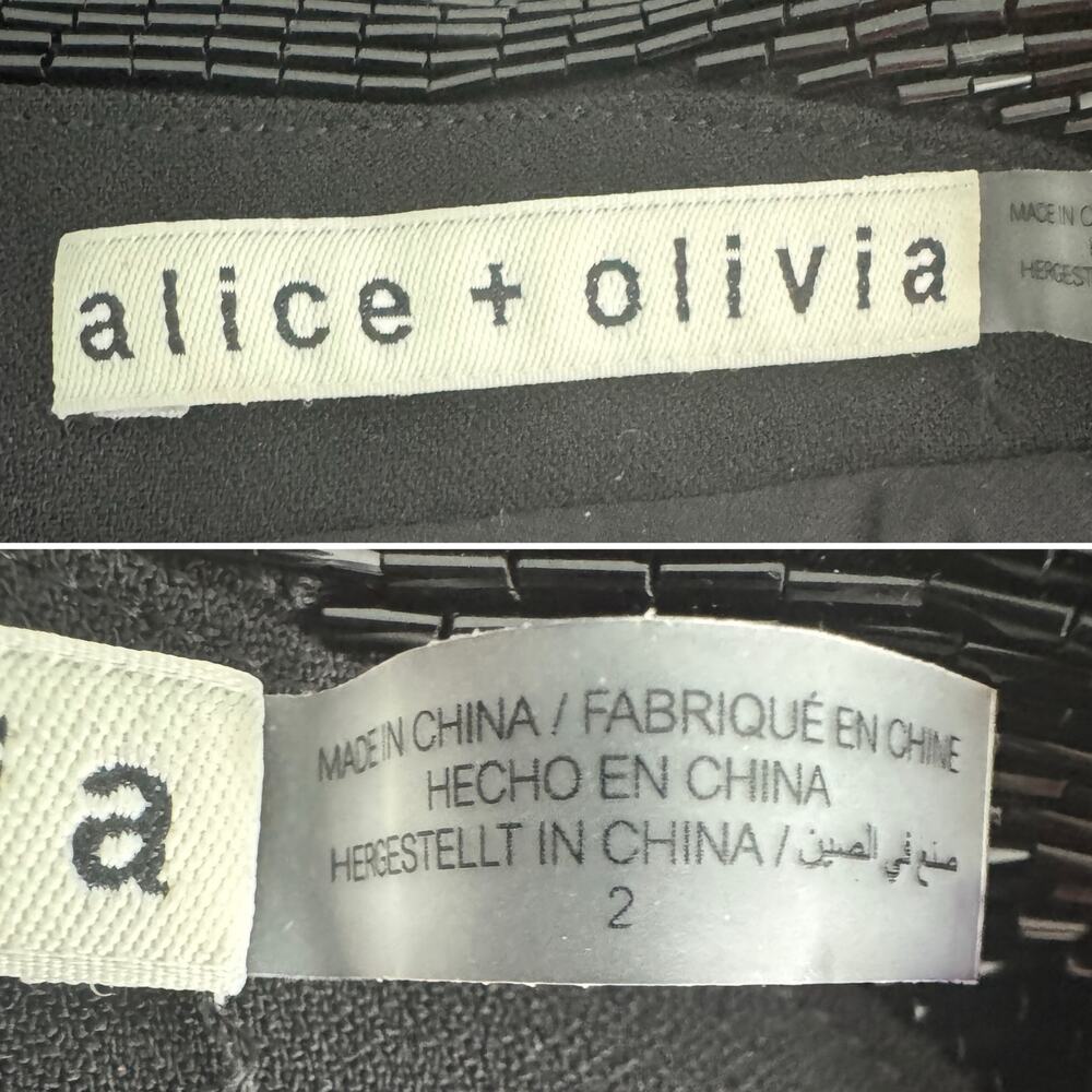 Alice + Olivia Carlena Tuxedo Romper Double Breasted Blazer black beaded size 2 - Picture 11 of 16